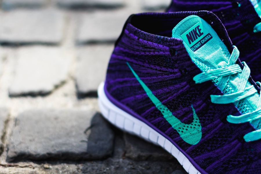 Nike Womens Free Flyknit Chukka Court Purple Hyper Jade 08