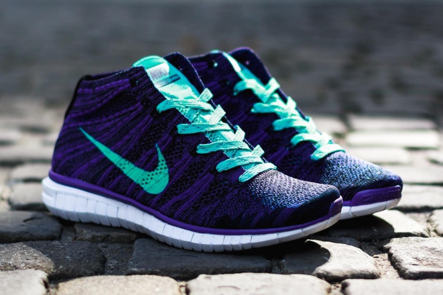 Nike Womens Free Flyknit Chukka Court Purple Hyper Jade 09