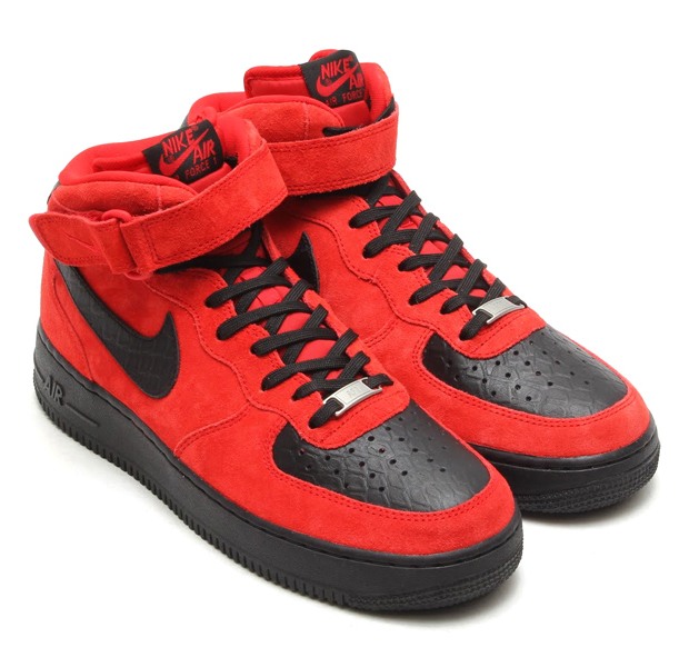 Air Force 1 Mid Red Suede Black Python