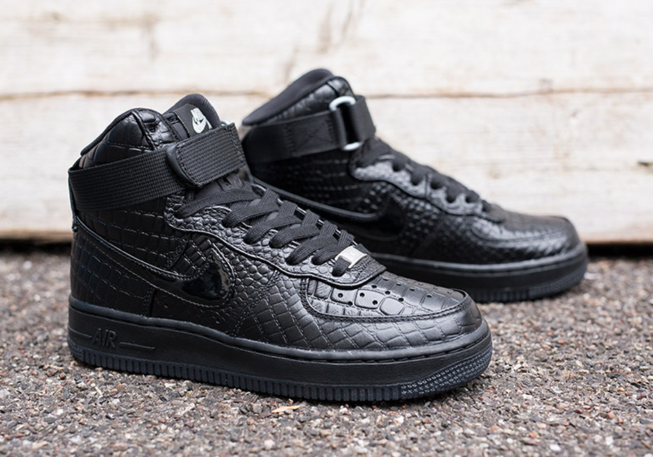 Nike Womens Air Force 1 High Black Croc 02