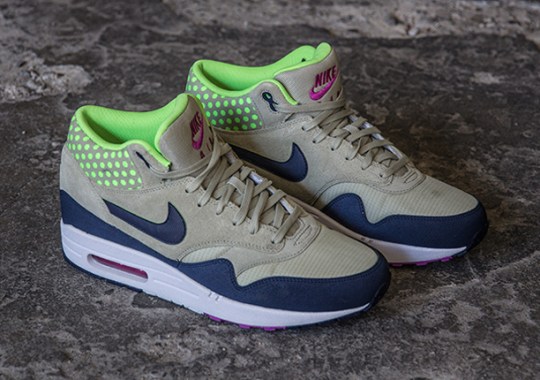 Nike Air Max 1 Mid – Light Stone – Navy – Flash Lime