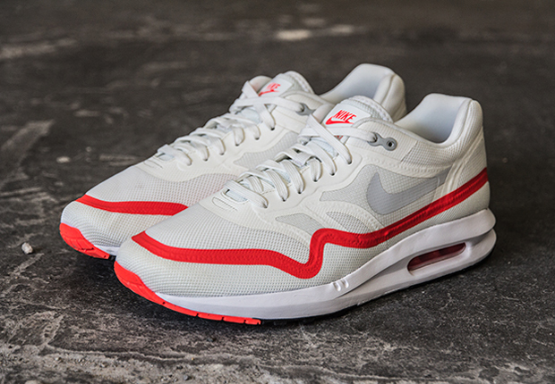 Nike Air Max Lunar1 - White - Mist Grey - Bright Crimson