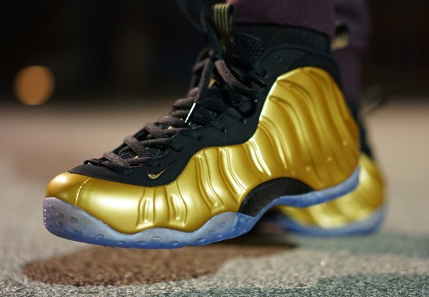 Nike Air Foamposite One Gold On Feet Images 01