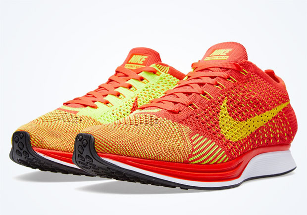 Nike Flyknit Racer Bright Crimson Volt 01