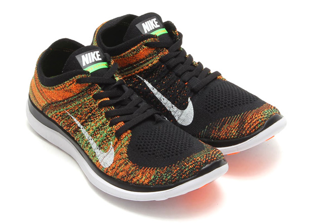 Nike Free 4 Flyknit Poison Green Total Orange 2