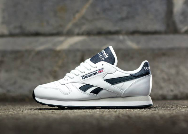 Reebok Classic Leather Pop Sc White Faux Indigo Denim 1