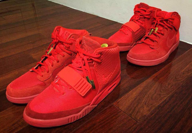 Comparing The Red October Nike Dunk High And Yeezy 2 2