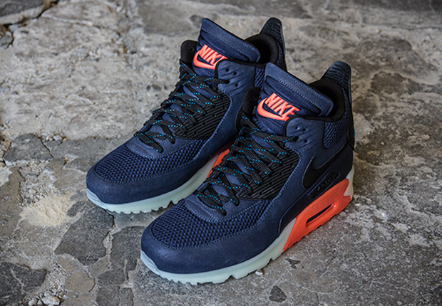 Nike Air Max 90 Sneakerboot Ice - Midnight Navy - Bright Crimson