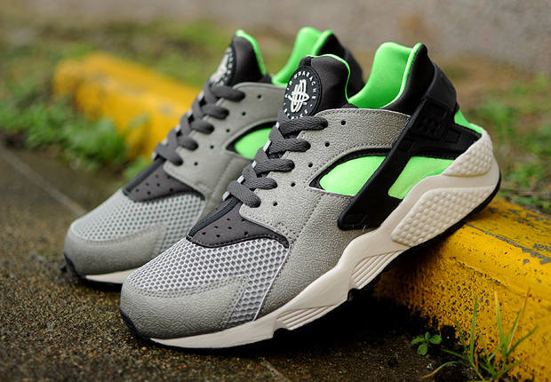 Nike Air Huarache – Grey – Lime Green