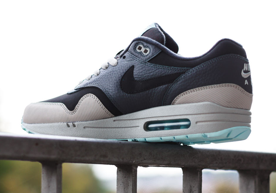 Nike Air Max 1 Leather Dark Ash Dark Grey Light Blue 2