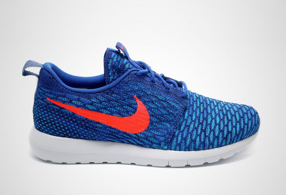 Nike Flyknit Roshe Run - Game Royal - Bright Crimson