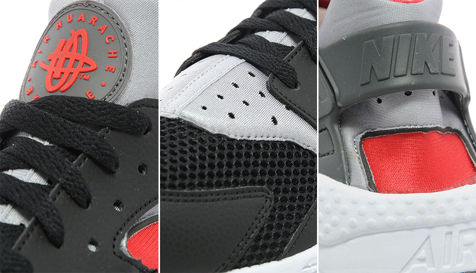 Nike Air Huarache Black Wolf Grey Red 3