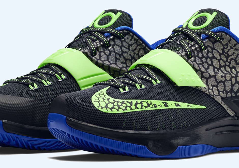 Nike KD 7 - Metallic Pewter - Flash Lime - Anthracite - Lyon Blue