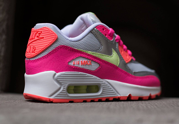 Nike Air Max 90 Gs Pure Platinum Liquid Lime Pink 3