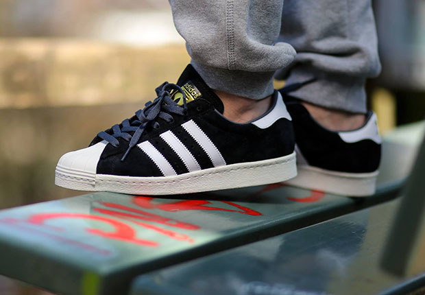 Adidas Originals Superstar 80s Suede Black White 2