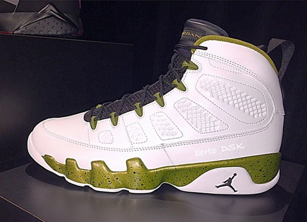 Air Jordan 9 White Green Olive Speckle