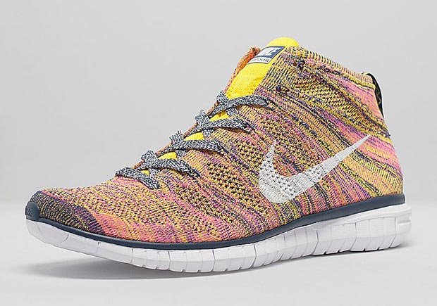 Nike Free Flyknit Chukka Pink Yellow Midnight Navy 01