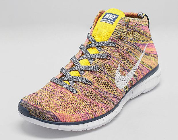 Nike Free Flyknit Chukka Pink Yellow Midnight Navy 02