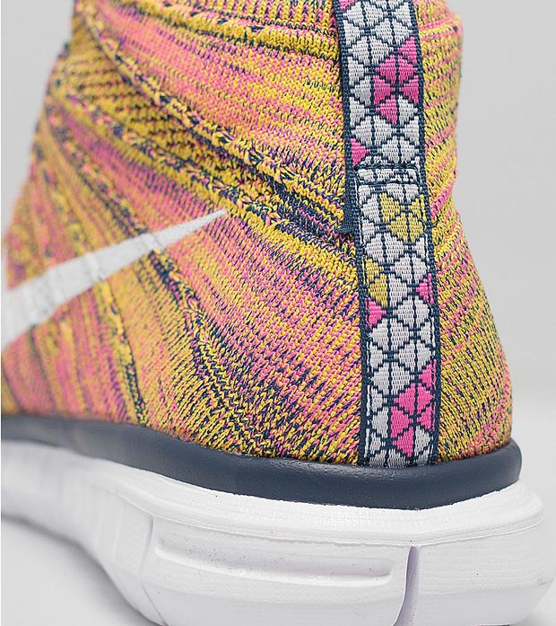 Nike Free Flyknit Chukka Pink Yellow Midnight Navy 06