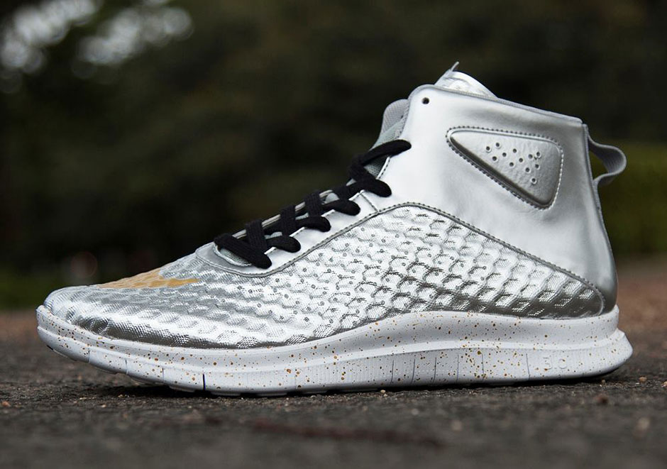 Nike Free Hypervenom Mid Silver Gold 1