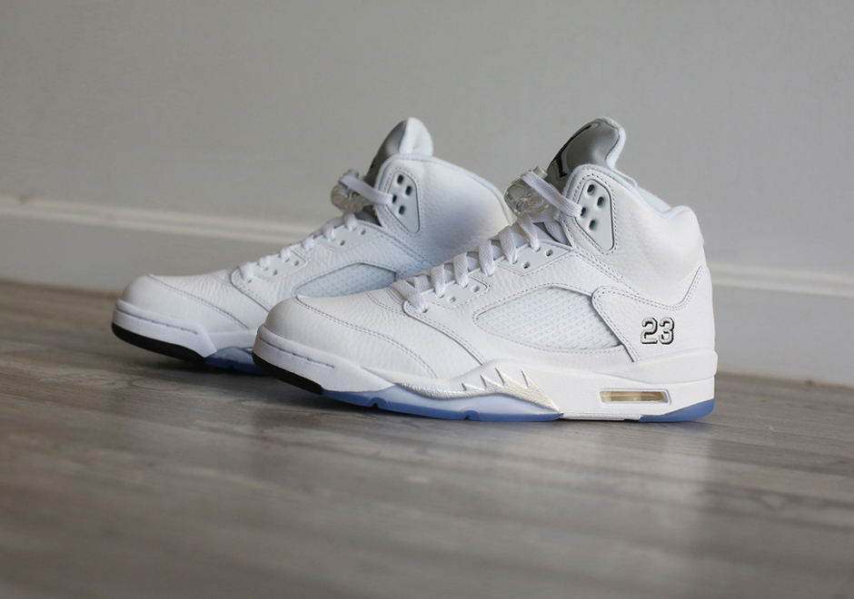 White Black Metallic Silver Air Jordan 5 Retro