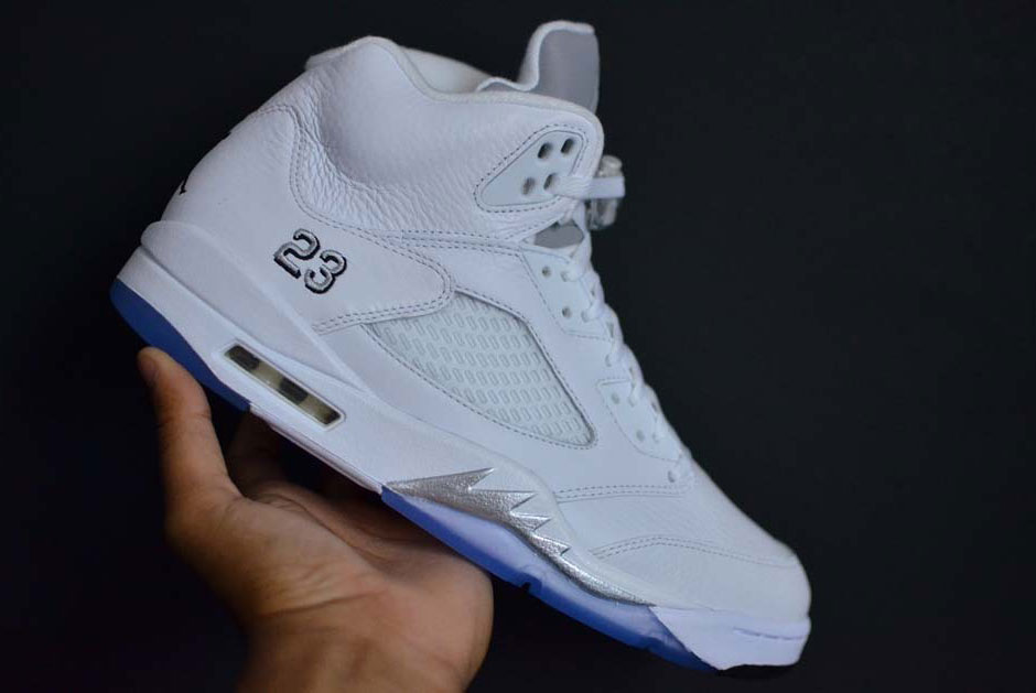 White Metallic Air Jordan 5 3