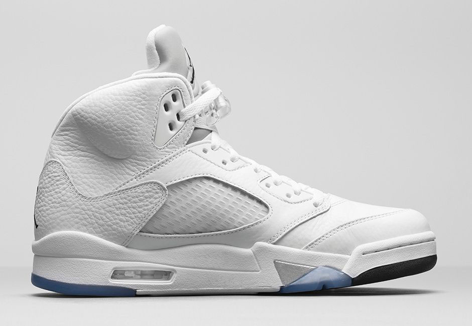 White Metallic Jordan 5 Shoes 3