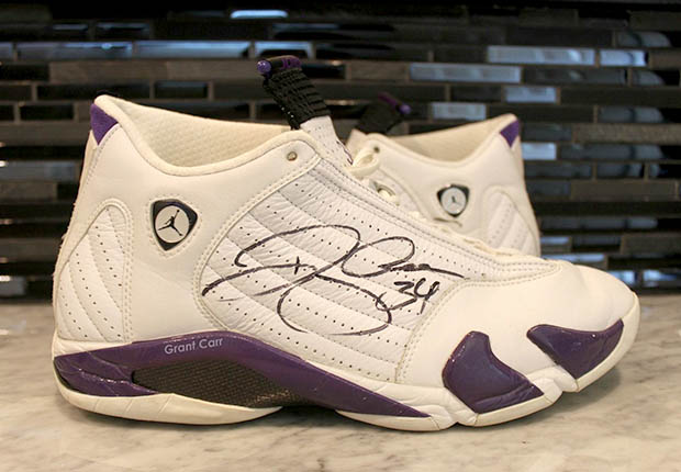 Air Jordan 14 Ray Allen Pe White Purple 2