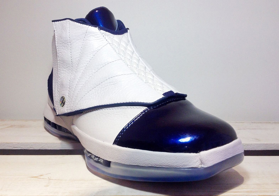 Air Jordan 16 Retro 2013 Sample White Navy 1