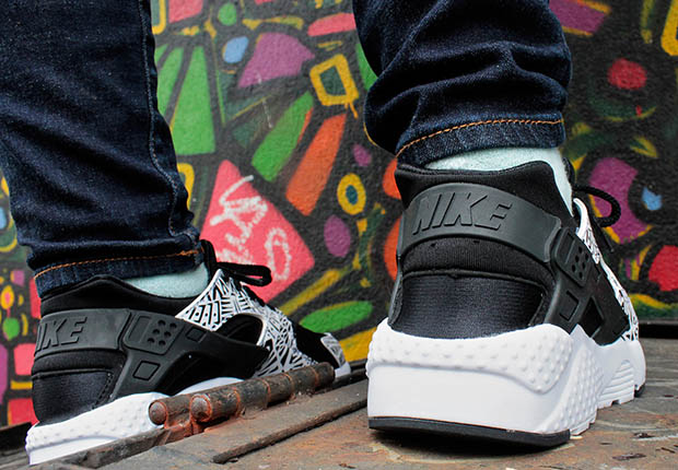 Nike Air Huarache Print Gs Black White Tribal 5