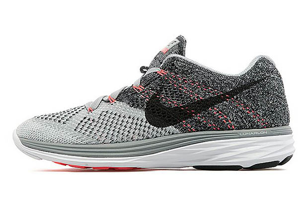 Nike Womens Flyknit Lunar 3 - Wolf Grey - White - Hot Lava