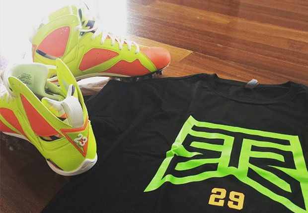 Earl Thomas Air Jordan 7 Cleats Volt Orange 0