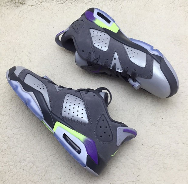 Air Jordan 6 Low Gs Grey Purple Neon