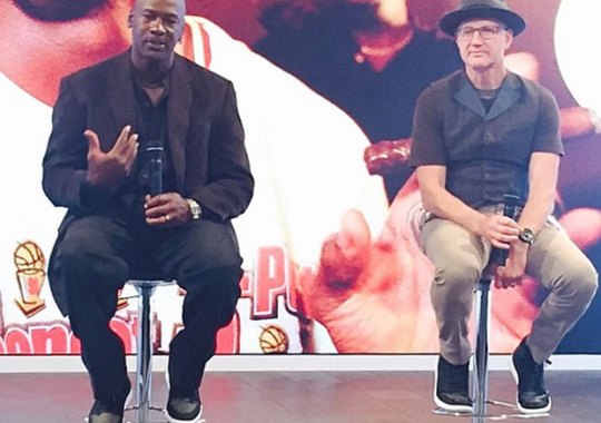 Michael Jordan and Tinker Hatfield in Air Jordan 1 MTM at Palais 23