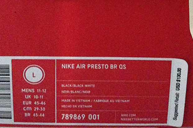 Nike Air Presto Size Info Large