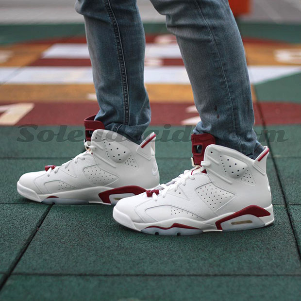 Air Jordan 6 Maroon On Feet 2