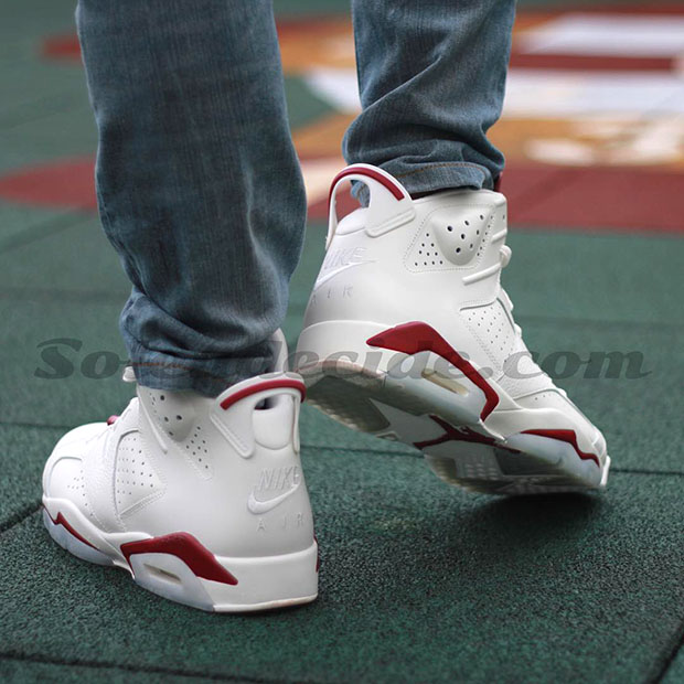 Air Jordan 6 Maroon On Feet 3