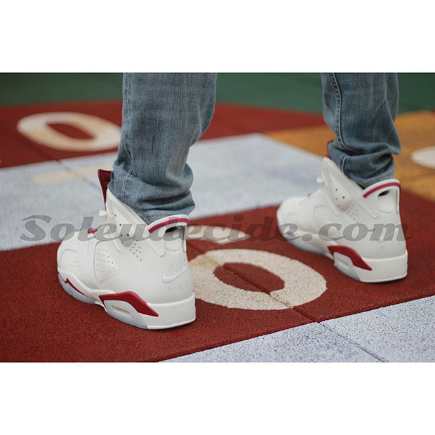 Air Jordan 6 Maroon On Feet 4