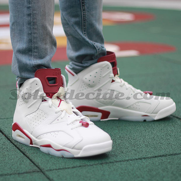 Air Jordan 6 Maroon On Feet 5