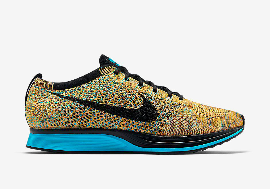 Nike Flyknit Racer Bright Citrus Black Blue Lagoon 1