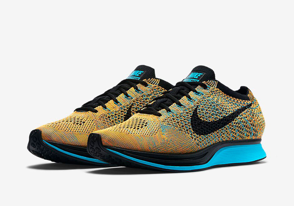 Nike Flyknit Racer Bright Citrus Black Blue Lagoon 2