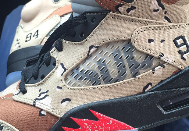 The Details That Make Up The Supreme x Air Jordan 5 “Desert Camo”