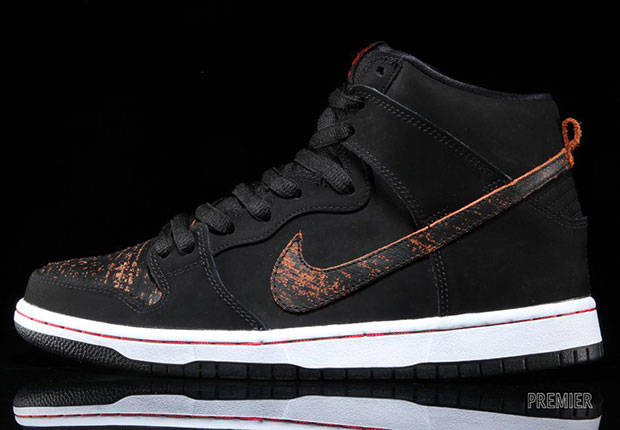 Nike Sb Dunk High Black Orange Distressed Orange 6