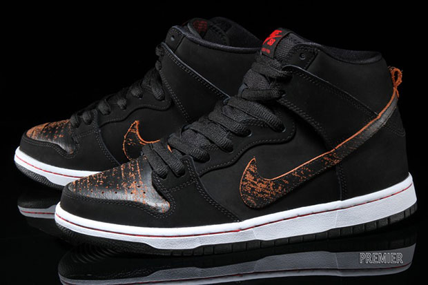 Nike Sb Dunk High Black Orange Distressed Orange 7