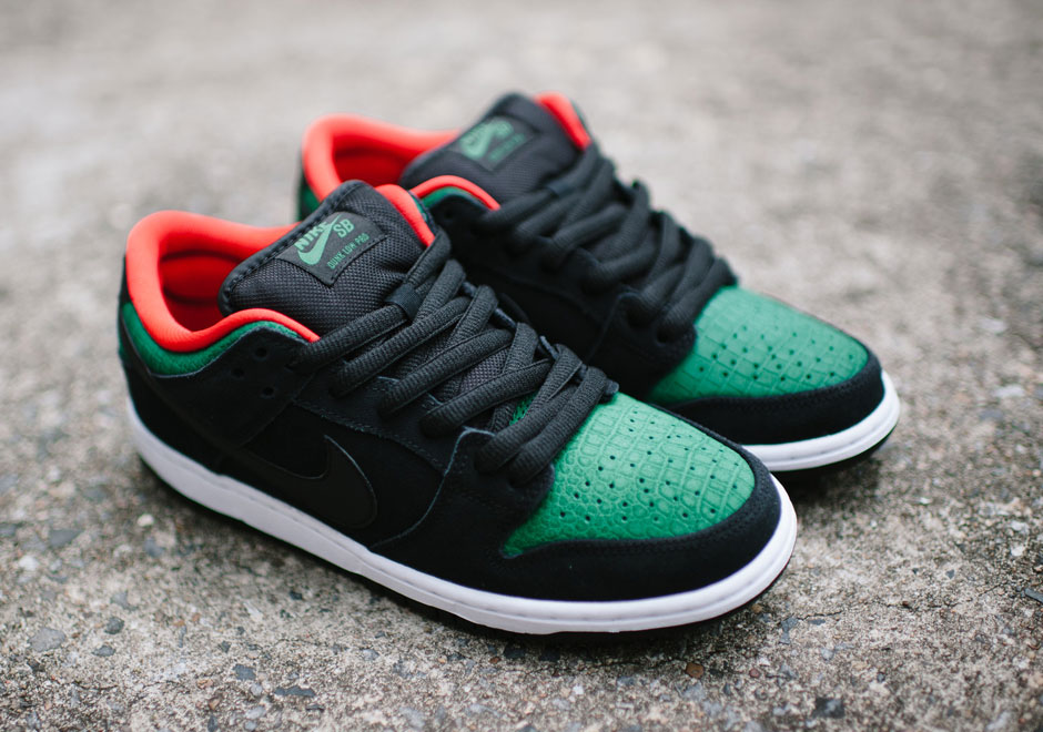 Nike Sb Dunk Low Croc Skin Black Green Red 1