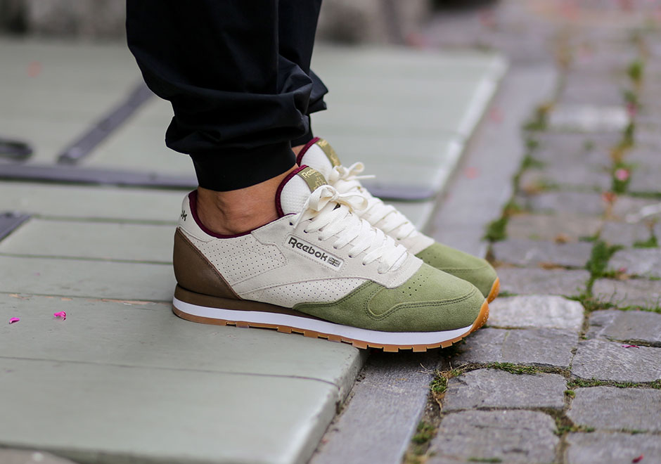 Reebok Classic Leather Three Tone Suede Olive Cream Khaki 1