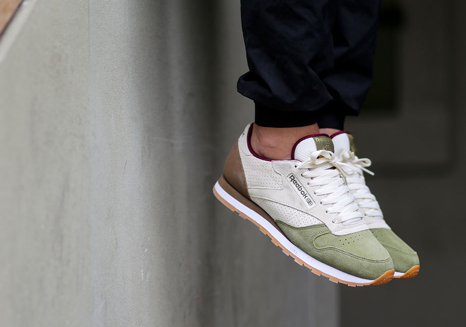 Reebok Classic Leather Three Tone Suede Olive Cream Khaki 3