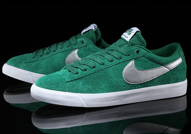 Nike Sb Blazer Low Gt Pine Green Metalic Silver 1