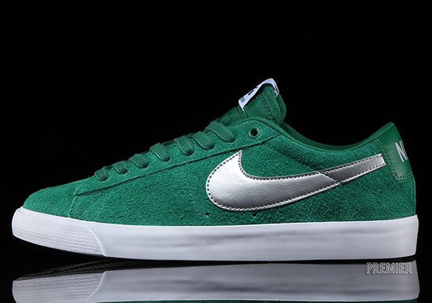 Nike Sb Blazer Low Gt Pine Green Metalic Silver 2