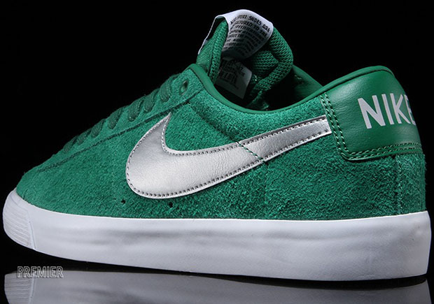 Nike Sb Blazer Low Gt Pine Green Metalic Silver 3